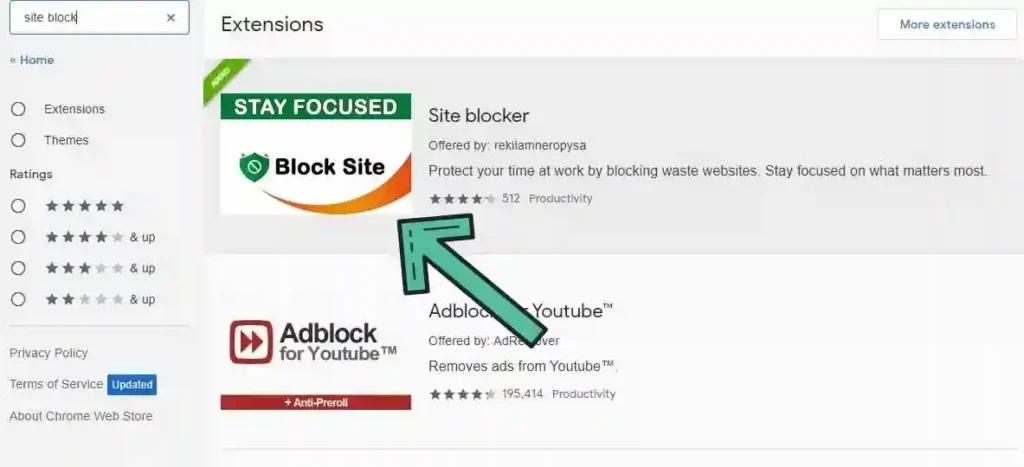 Type site blocker